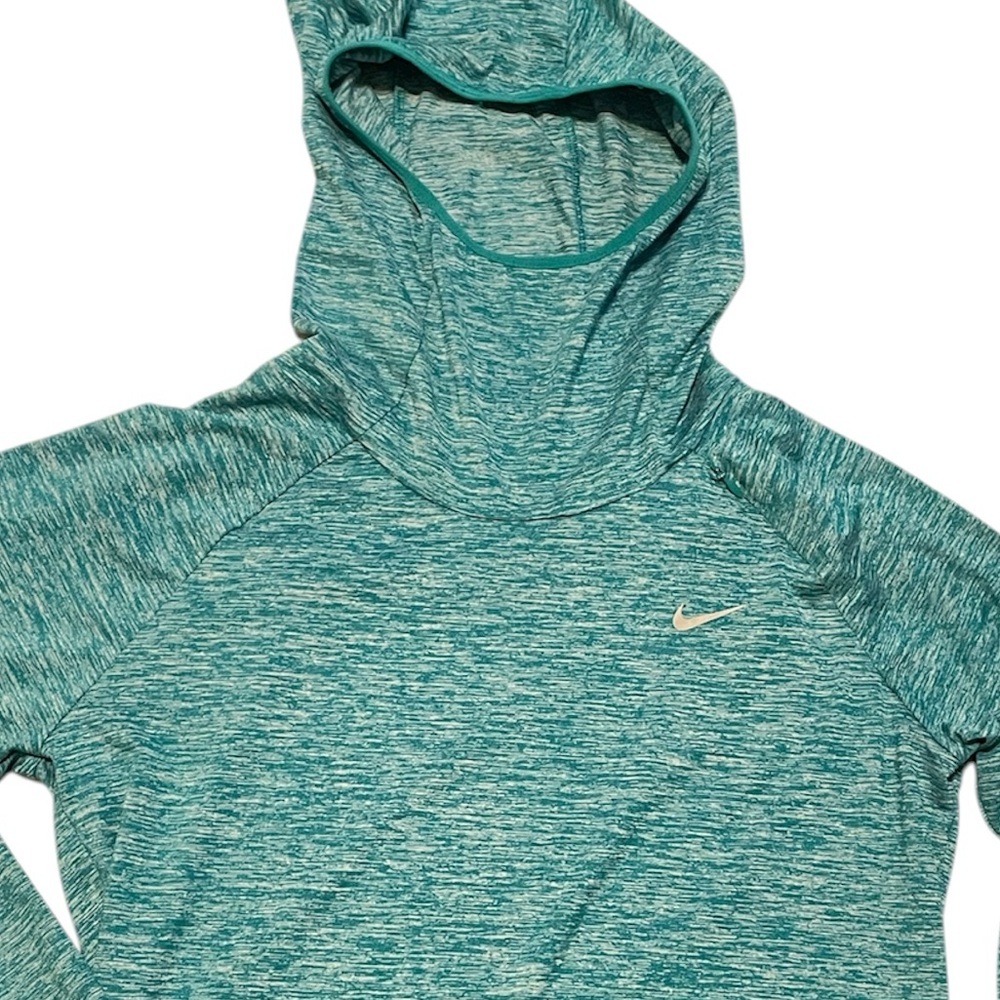 Nike Running Dri-Fit Women’s M Blue Granite "Head Cap" Pullover Hoodie Swoosh - Picture 2 of 10